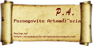 Pozsegovits Artemíszia névjegykártya